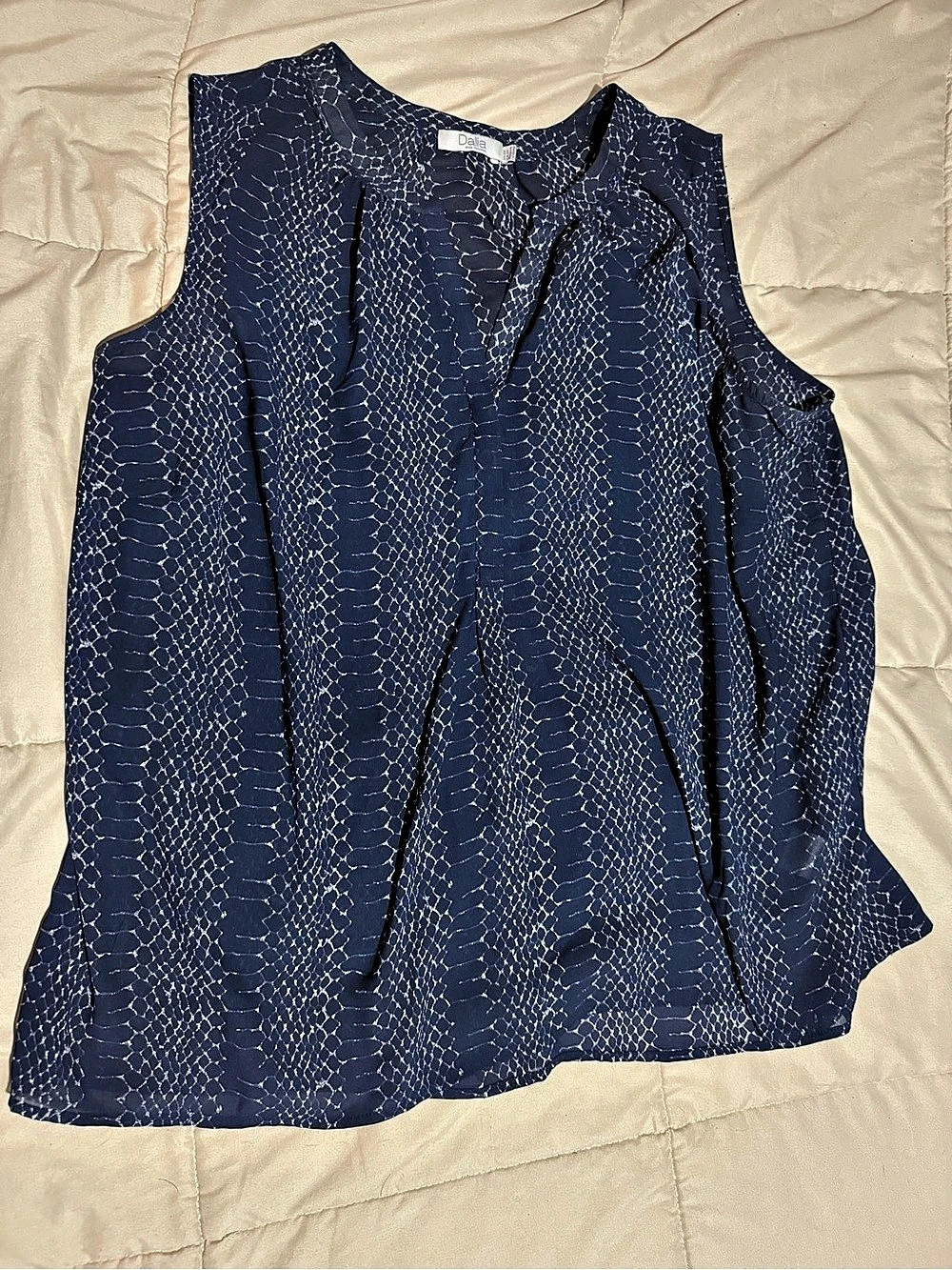Dalia Animal Print Blouse in Blue Size 2X Like New